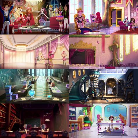 Ever After High Dorm Rooms, Ever After High Bedroom, Ever After High Room, Ramona Badwolf, Dexter Charming, Cerise Hood, Ever After Dolls, School Interior, Raven Queen