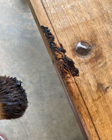 Use a combination of clear, dark, and black Annie Sloan wax to create a gorgeous finish on a coffee table. Brown Wax On Furniture, Finishing Wax For Wood, Wood Wax Finish Diy, Dark Wax Over Stained Wood, Behr Wax Decorative Finish Dark Antique, Wax Stains On Wood, Briwax Liming Wax Before And After, Black Wax Over Stained Wood, Dark Wax On Raw Wood