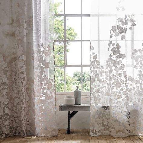 Let in the light with elegant barely-there voiles –  go glam with a metallic shimmer, evoke country life with a delicate floral, or be bold with polka dots Modern Net Curtains, Burgundy Living Room, Cottage Curtains, Summer Window, Bedroom Drapes, Net Curtains, Voile Curtains, Cool Curtains, Curtain Ideas