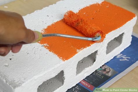 Paint Cinder Blocks, Cinder Block Paint, Cinder Blocks Diy, Cinder Block Furniture, Cinder Block Bench, Painting Cement, Cinder Block Garden, Cinder Block Walls, Cinder Blocks