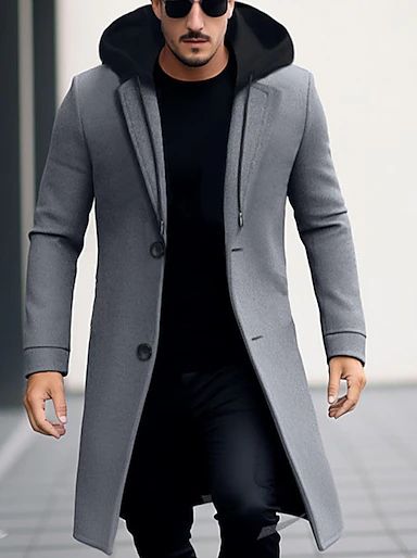 Men's Winter Coat Peacoat Wool Overcoat Double Breasted Business Casual Regular Slim Fit Warm Solid Colored Fall Long Sleeve Thick Classic Trench Coat Office Daily Work 2023 - US $35.99 Winter Fashion Formal, Mantel Outfit, Winter Coat Outfits, Men's Trench Coat, Mens Fashion Casual Winter, Winter Fashion Coats, Formal Mens Fashion, Streetwear Mode, Coat Outfit