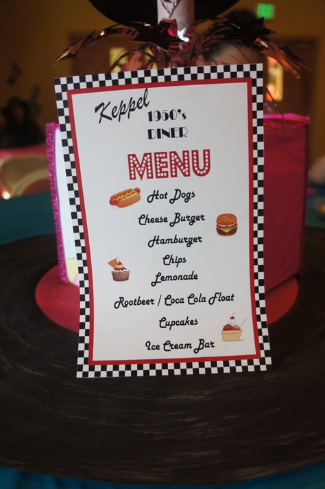 50s Themed Dinner Party, Sock Hop Party Food Ideas, 1950s Theme Party Food, 50s Diner Party Food, 50s Day Activities, 50s Birthday Party Ideas, 50s Party Ideas, 50’s Theme Party, Sock Hop Party Ideas