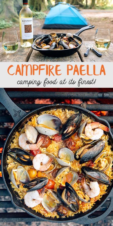 Easy Camping Food, Dutch Oven Camping Recipes, Best Camping Meals, Vegan Steak, Camping Dishes, Camping Desserts, Camping Snacks, Camping Dinners, Paella Recipe