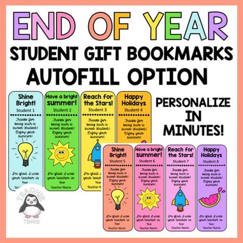 End of Year Student Bookmarks AUTOFILL - Summer Theme *DOLLAR THEMES* Birthday Chart Classroom, Student Bookmarks, Birthday Chart, Summer Books, Bookmark Gifts, Summer Theme, Teacher Name, Happy Summer, End Of Year