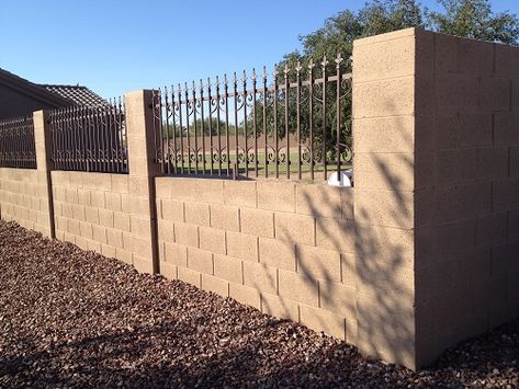 Cinder Block Fence, Exterior Masonry Paint, Security Fencing, Fence Wall Design, Cinder Block Garden, Cinder Block Walls, Modern Fence Design, Brick Decor, Brick Fence