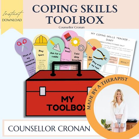 Coping Skills Toolbox Play Therapy Therapy Worksheets - Etsy Australia Tool Box Craft, Counselling Office, Feelings Poster, Kids Coping Skills, Memory Exercises, Therapist Office Decor, Brain Book, Zones Of Regulation, Counselor Office