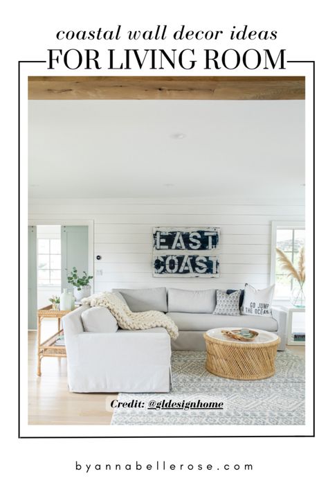 11 Beautiful Coastal Wall Decor Ideas for Living Room Coastal Dinning Room, Beach Office Decor, Living Room Beach Decor, Room Beach Decor, Coastal Wall Decor Ideas, Neutral Coastal Living Room, Living Room Decor Pieces, Coastal Dining Chairs, Hamptons Style Living Room