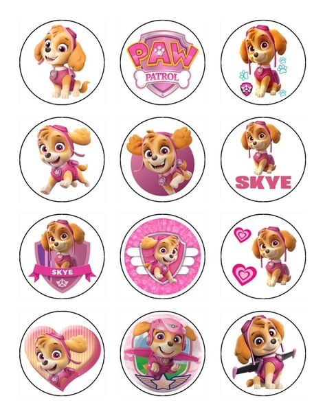 Skye Birthday Party Decorations, Skye Paw Patrol Cupcakes, Skye Paw Patrol Cake Topper, Skye Cake Topper, Skye Paw Patrol Cake, Pink Paw Patrol, Skye Birthday Party, Skye Paw Patrol Party, Paper Cupcake Toppers