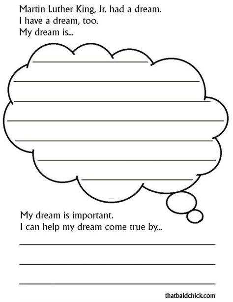 Free Printable "I have a Dream" journal page to celebrate Martin Luther King, Jr. Kinds Of Sentences, January Classroom, Holiday Classroom, Mlk Jr, Dr Martin Luther King, Story Starters, Printable Journal, Martin Luther King Day, Writing Templates