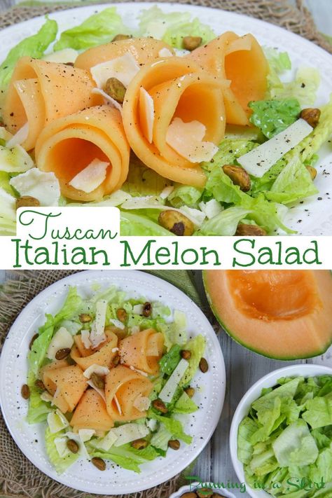 Gluten Free Clean Eating, Cantaloupe Salad, Green Leaf Lettuce, Salad Vegetarian, Melon Salad, Leaf Lettuce, Beautiful Salad, Light Salad, Pecorino Cheese