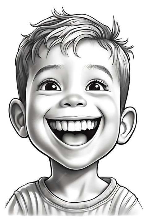 Human Faces Drawings, Human Pictures To Draw, Pencil Portrait Drawing Sketches, Kid Drawing Reference, Pencil Sketch Ideas, Faces Coloring Pages, Angel Baby Drawing, Human Face Sketch, Pencil Sketches Of Faces