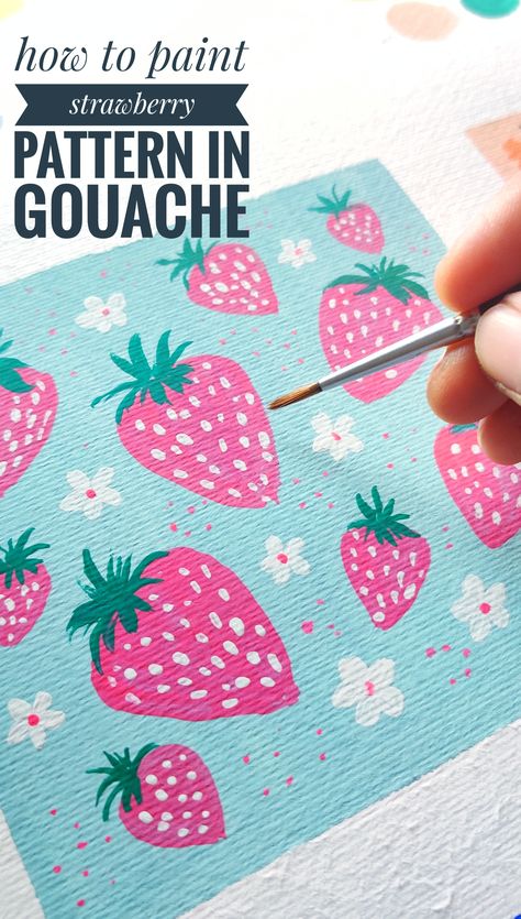 Gouche Painting Easy For Beginners, Gouache Art For Beginners Step By Step, Gouache Step By Step, Gouache Doodles, Gouache Butterfly, Gouache Painting Ideas For Beginners, Gouache Pattern, Gouache Techniques, Simple Gouache