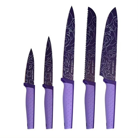 8-inch Kitchen Purple Blade Non-stick 5pcs Stainless Steel Knife Set With Logo Five-piece Set - Buy 8-inch Purple Kitchen Knife Set stainless Steel Logo Knife Set five-piece Knife Set With Logo kitchen Tools With Logo sustainable Stainless Steel Knives Product on Alibaba.com Kitchen Purple, Steel Logo, Stainless Steel Knife Set, Kitchen Logo, Purple Kitchen, Kitchen Knife Set, Knife Set Kitchen, Kitchen Knife, Knife Set