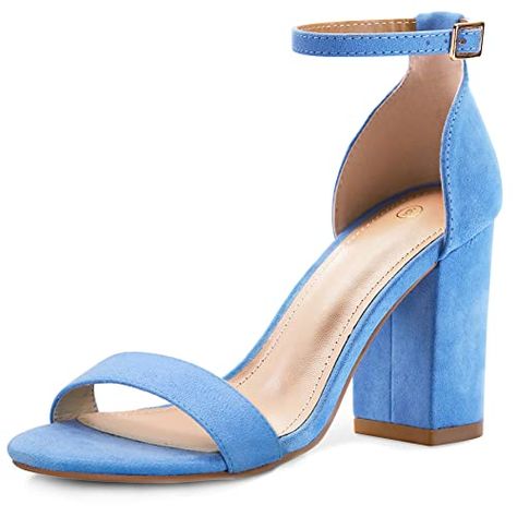 Baby Blue Heels, Shoe Image, Blue Heels, Chunky Block Heels, 5 Inch Heels, Ankle Straps, Block Heels Sandal, Heeled Sandals, Platform Heels