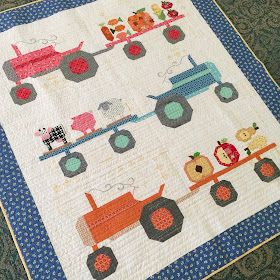 Tractor Quilt Block Pattern Free, Lori Holt Bee In My Bonnet Free Pattern, Lori Holt Free Patterns, Lori Holt Quilts, Vintage Tutorial, Farm Quilts, Tractor Quilt, Farm Quilt Patterns, Kids Quilts