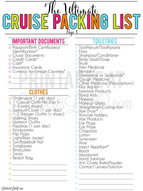 Cruise List, Family Vacation Packing List, Cruise Packing List Caribbean, Cruise Packing Checklist, Caribbean Cruise Packing, Cruise Checklist, Carnival Cruise Tips, Pack For A Cruise, Cruise Packing List