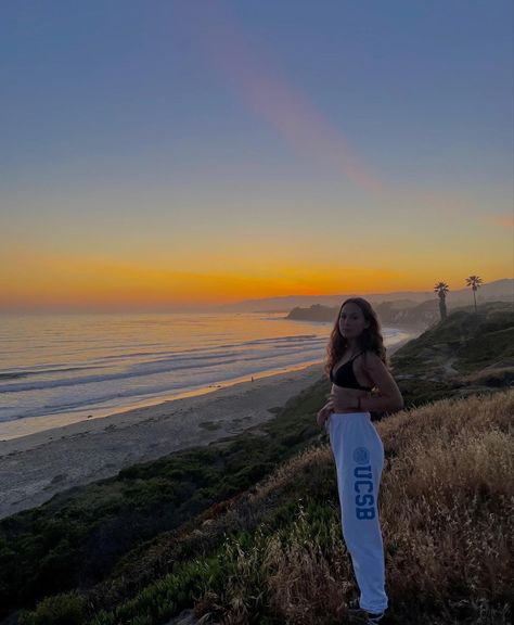 Ucsb College Aesthetic, Ucsb Aesthetic, Ucsb College, University Of Santa Barbara, Uc Santa Barbara, Future Aesthetic, California College, College Vision Board, Watching The Sunset