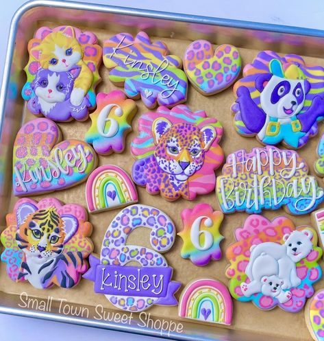 Small Town Sweet Shoppe | Taking me back to jr high with this Lisa Frank set!! 😍💞🌈🎉🐆 Happy Birthday Kinsley! 🥳 . . . . #lisafrank #lisafrankcookies #girlcookies… | Instagram Lisa Frank Bday Party, Lisa Frank 30th Birthday Party, Lisa Frank Cupcakes, Lisa Frank Themed Party, Lisa Frank Birthday Party Ideas, Lisa Frank Cookies, Lisa Frank Birthday Party Decorations, Lisa Frank Birthday Cake, Lisa Frank Party Ideas