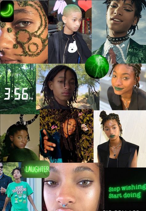 Willow Smith Aesthetic, Smith Aesthetic, Stop Wishing Start Doing, Green Aesthetics, Black Shield, Willow Smith, Black Femininity, Color Code, Color Coding