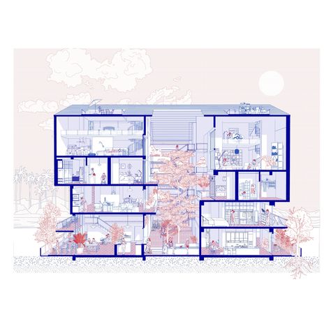 Perspective Section, Section Drawing Architecture, Sectional Perspective, Architecture Design Presentation, Architecture Sketches, Section Drawing, 포트폴리오 레이아웃, Architecture Presentation Board, Architecture Board