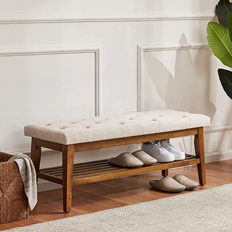 Amazon.com: HUIMO Entryway Shoe Bench, End of Bed Bench,Upholstered Button-Tufted Bench for Kitchen, Fabric Ottoman Bench for Living Room, Padded Bench with Solid Wood Shelf Beige : Home & Kitchen End Of Bed Bench With Storage, End Bed Bench, Entryway Ottoman, Bench For End Of Bed, Bench For Living Room, Shoe Bench Entryway, Upholstered Dining Bench, Padded Bench, Decorative Styles