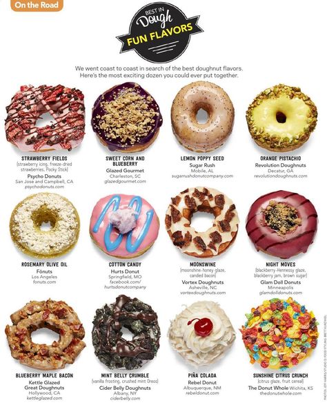 #ClippedOnIssuu from e57iejrhy Donuts Flavors Ideas, Gourmet Donut Flavors, Unique Donut Flavors, Doughnut Flavor Ideas, Gourmet Donuts Ideas, Donut Flavours, Doughnut Flavors, Hurts Donuts, Cafe Food Ideas