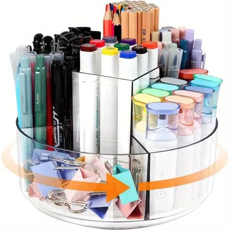 360 degree Rotating Acrylic Desk Organizer 5 slot Pen Marker - Temu South Africa Art Supply Organizer, Spinning Organizer, Desk For Office, Organizer For Desk, Pencil Holders For Desk, Marker Holder, Pen Organizer, Art Supply Organization, Office Supply Organization