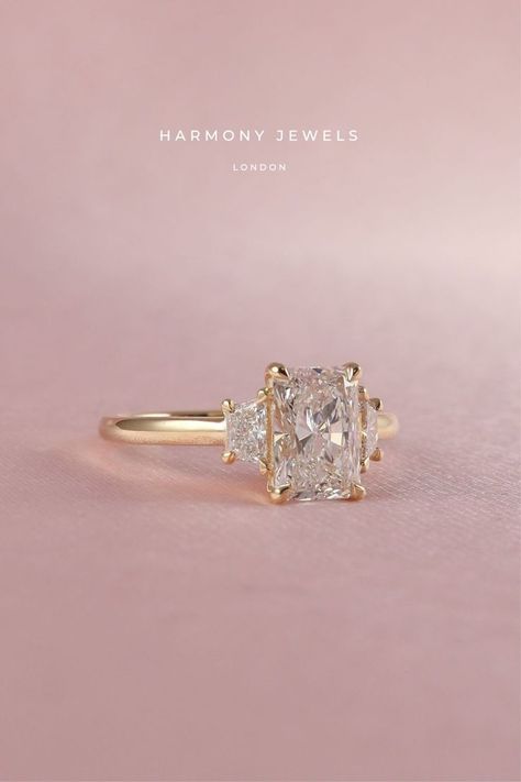 Dimond Ring, Radiant Cut Diamond Engagement Rings, Radiant Cut Rings, Trilogy Engagement Ring, Radiant Engagement Rings, Cute Engagement Rings, Future Engagement Rings, Engagement Inspo, Eternity Rings