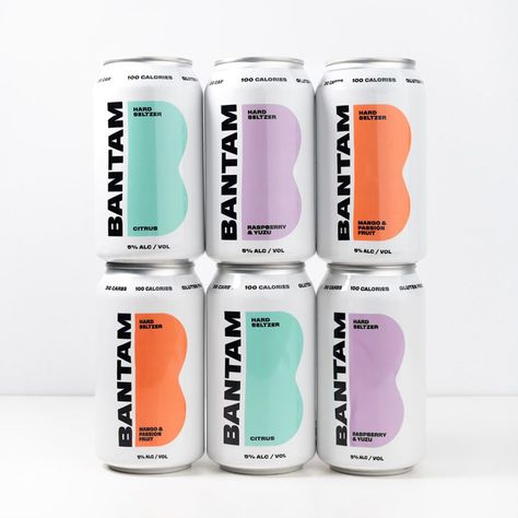 Bantam Seltzer | ALLGOOD Seltzer Packaging, Yuzu Fruit, Low Calorie Drinks, Colorful Drinks, Raspberry Fruit, Hard Seltzer, Drinks Design, Bottle Packaging, Liquor Store