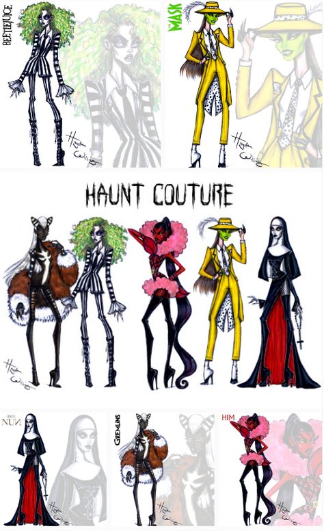 Halloween Sketches, Challenges Ideas, Haunt Couture, Halloween Costume Design, Comic Costume, The Nun, Disney Silhouettes, Hayden Williams, Fashion Drawing Sketches