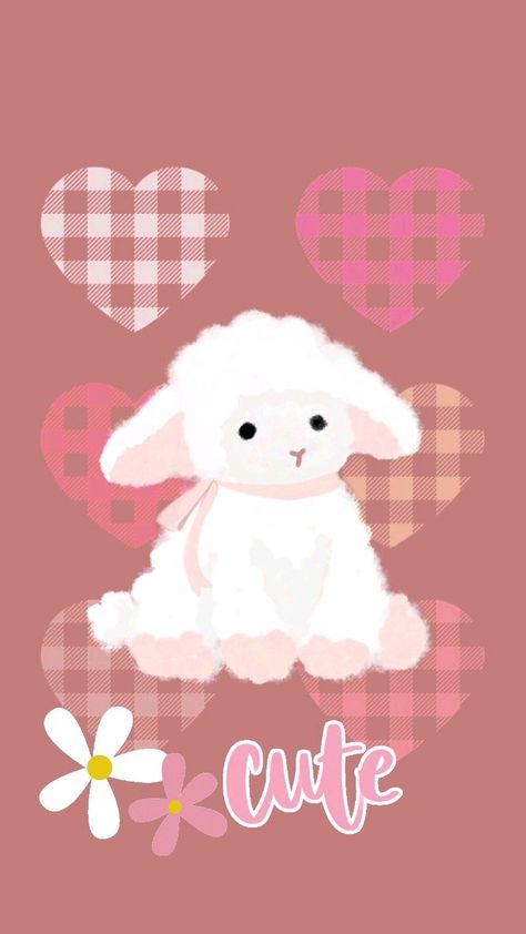 Cute Lamb Wallpaper, Sheep Wallpaper Aesthetic, Cute Sheep Wallpaper, Common Wallpaper, Cute Sheep Drawing, Sheep Wallpaper, Cottagecore Drawing, Cartoon Lamb, Sheep Drawing