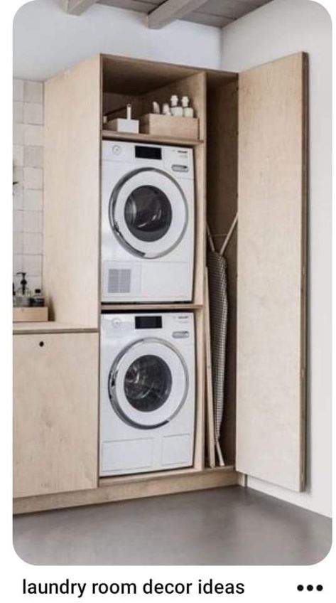 European Laundry Cupboard, Euro Laundry, European Laundry, Laundry Cupboard, Top Decor Ideas, Small Utility Room, Hidden Laundry, Utility Cupboard, Laundry Room Closet