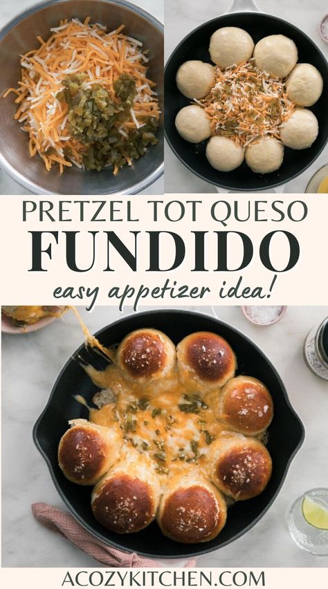 Queso Appetizers, Clean Eating Appetizers, Queso Fundido Recipe, Fundido Recipe, Hot Chicken Sandwiches, Homemade Pretzels, Homemade Soft Pretzels, Queso Fundido, Hot Appetizers