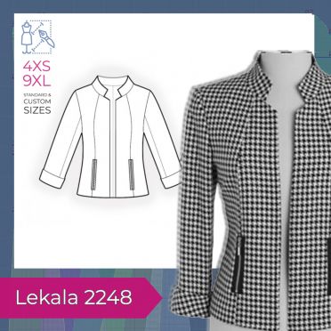 Jacket Without Closure - Sewing Pattern #2248. Made-to-measure sewing pattern from Lekala with free online download. Blazer Patterns For Women Sewing Free, Blazer Patterns For Women Sewing, Women Sewing Patterns, Women Sewing, Blazer Pattern, Coat Pattern Sewing, Big Shoulders, Jacket Pattern Sewing, Chanel Jacket