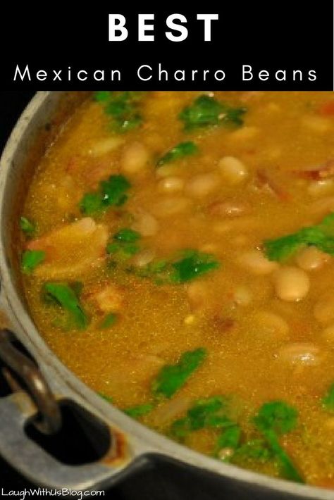 Best Mexican Charro Beans and the secret that makes them awesome! Mexican Charro Beans, Mexican Beans Recipe, Beans Mexican, Mexican Pinto Beans, Mexican Beans, Charro Beans, Mexican Menu, Mexican Side Dishes, Homemade Chili