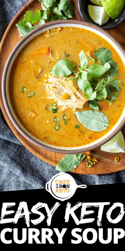 Curry Soup Recipes, Keto Curry, Chicken Curry Soup, Low Calorie Soup, Keto Biscuits, Curry Soup, Keto Soup, Low Carb Soup, Low Carb Keto Recipes