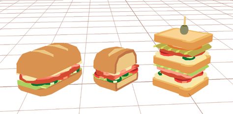 — I googled “scooby doo big sandwich” as inspiration... Big Sandwich, Maya Art, Low Poly Games, Unity Games, Low Poly Art, Game Ui Design, Low Poly Models, Summer Snacks, Low Poly 3d