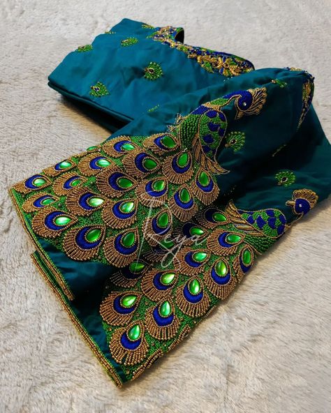 Peacock Blouse Designs, Bridal Blouse Design, Blouse Inspiration, Blue Blouse Designs, Peacock Embroidery Designs, Patch Work Blouse Designs, Latest Bridal Blouse Designs, Latest Blouse Designs Pattern, Traditional Blouse Designs