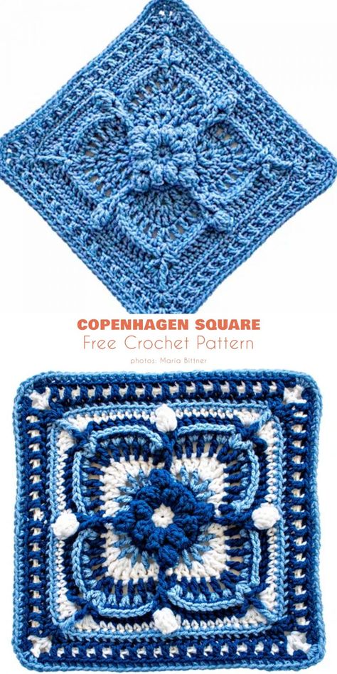 Crochet Square Ideas and Free Crochet Patterns - Your Crochet Fisherman's Ring Crochet Square, Crochet Solid Square Pattern Free, Crochet Written Patterns English, Two Color Crochet Granny Square, 9 Inch Granny Square Free Pattern, Copenhagen Crochet Square, Crochet Large Squares Pattern Free, Granny Square Crochet Pattern Thick Yarn, Afghan Granny Square Crochet Patterns