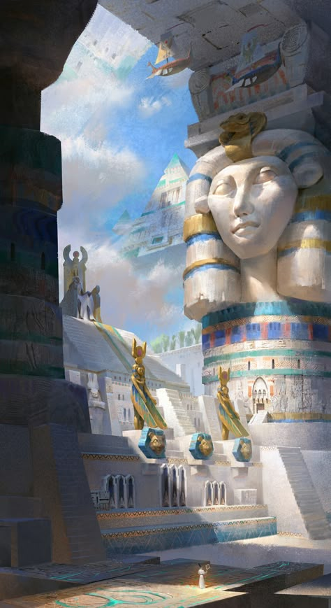 ArtStation - Ancient Egypt , Erin Lin Ancient Egypt Aesthetic, Ancient Egyptian Cities, Ancient Egyptian Architecture, Starověký Egypt, Egypt Concept Art, Egypt Aesthetic, Bangunan Minecraft, Istoria Artei, Fantasy Horror