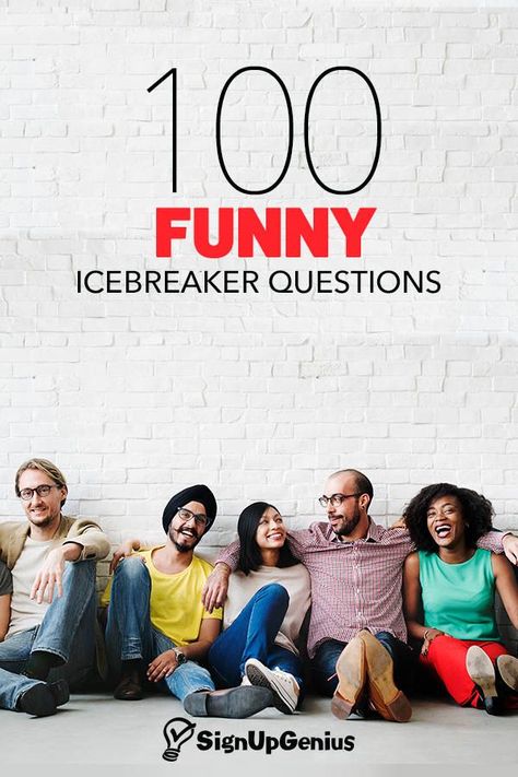 100 Funny Icebreaker Questions to Start Conversations and Get Your Group to Know Each Other. Funny Icebreaker Questions, Group Ice Breakers, Ice Breaker Games For Adults, Funny Ice Breakers, Icebreaker Questions, Ice Breaker Questions, Team Builders, Youth Games, Ice Breaker Games