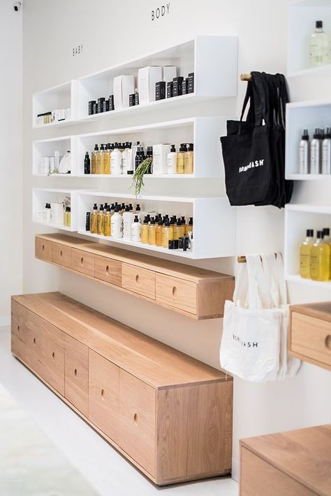 Bondi Wash Opens Second Flagship Store in Sydney Salon Retail Display, Nail Salon Interior Design, Esthetician Room Decor, Esthetics Room, Spa Room Decor, Hair Salon Design, Hair Salon Interior, Salon Suites Decor, Store Design Boutique