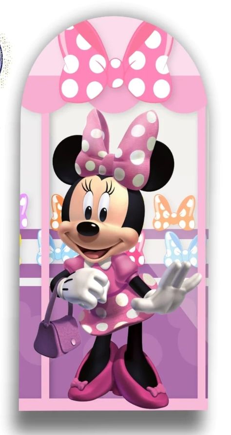 Minnie Mouse Backdrop Ideas, Minnie Y Daisy, Minnie Boutique, Minnie Invitations, Minnie Mouse Drawing, Flex Banner Design, Photo Cake Topper, Minnie Mouse Images, Minnie Mouse Theme