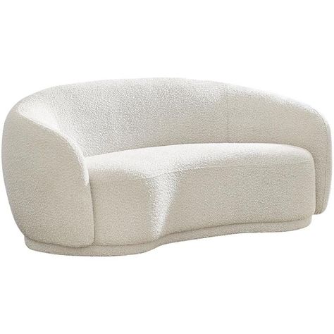 PRICES MAY VARY. Rich Cream Boucle Rounded Back Contemporary Design Is Assembly Required: False Comfy Couch, Meridian Furniture, Contemporary Eclectic, Boucle Fabric, Curved Sofa, Modern Floor Lamps, Fabric Upholstery, Upholstered Sofa, New Room