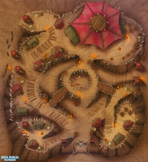 Orc Stronghold, Orc Village, Orc Camp, Dnd Orc, Desert Map, Dm Ideas, Underground Dungeon, Fantasy City Map, Village Map