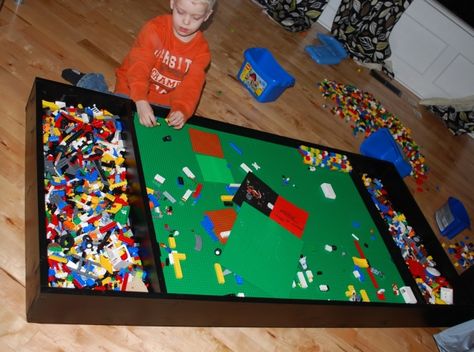 Table Lego Diy, Lego Tables, Table Lego, Lego Table Diy, Lego Hacks, Lego Organization, Craft Table Diy, Lego Table, Lego Room