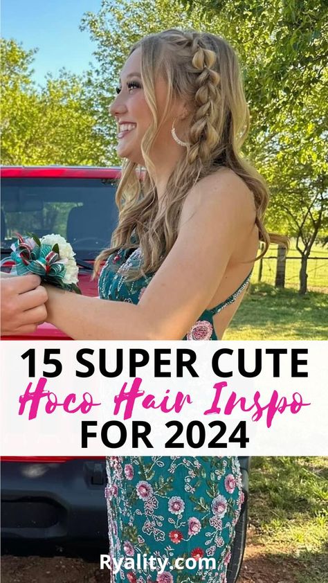 these are really cute hoco hairstyles Hoco Hair Down, Cute Hoco Hairstyles, Fall Haircuts For Women, Homecoming Hair Ideas, Easy Homecoming Hairstyles, Fall Haircuts, Romantic Waves, College Hairstyles, Fresh Haircut