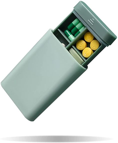 Amazon.com: Small Pill Organizer Portable Pill Box for Purse, 6 Compartment Pill Organizer for Vitamin Fish Oil Supplements Pill Carrier (Green) : Health & Household Pill Organizer Ideas, Fish Oil Supplements, Fish Oil Vitamins, Drukarka 3d, Packaging Template Design, Pill Holder, Retro Gadgets, Industrial Design Sketch, Pill Bottles