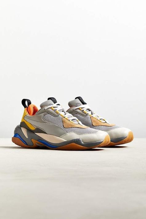 $120.00 - Puma #Thunder Spectra Sneaker - A chunky sneaker made to move with you, the Thunder Spectra from #Puma is the perfect combination of innovation and function. Mesh upper with colorblocked #leather overlays features a front lace closure, padded collar, and branded tongue + pull tab. EVA midsole offers lightweight cushioning while molded tread offers optimum #comfort no matter how you move. Finished with a #chunky rubber sole. --> Check them out now #sneakers #sneakerhead #urbanoutfitters Puma Thunder Spectra, Puma Thunder, Chunky Sneakers, Pull Tab, Lace Closure, Hoka Running Shoes, Sneaker Head, Rubber Sole, Urban Outfitters