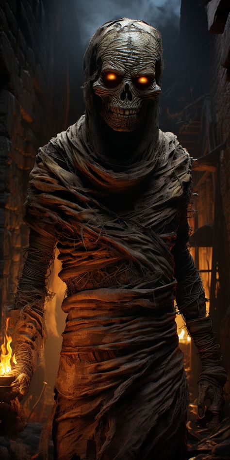 Made by me with Midjourney Egyptian Mummy Aesthetic, Mummy Aesthetic, Egyptian Mummy, Monster 2, Halloween Costume Mask, Egyptian Mummies, Horror Monsters, Dnd Monsters, Horror Movie Characters